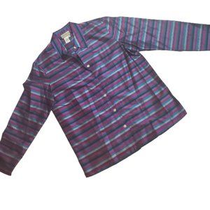 Coldwater Creek Striped Silk Button-Down Blouse, M, Multi-colored